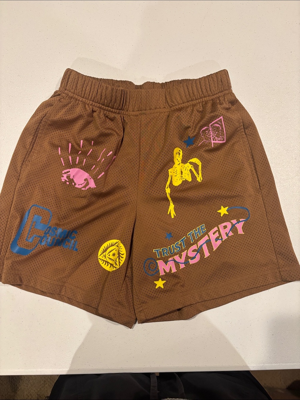 Coney Island Picnic Graphic Unisex Athletic Shorts with Multicolor Prints